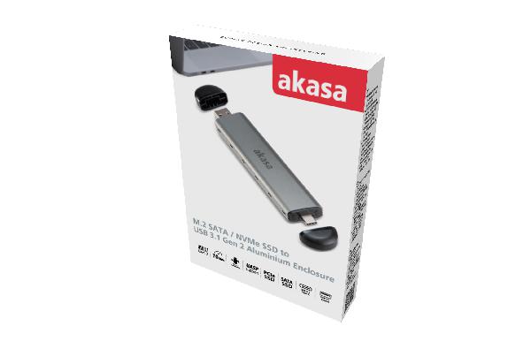 Akasa USB 3.2 Gen 2 to M.2 PCIe/SATA Combo SSD enclosure