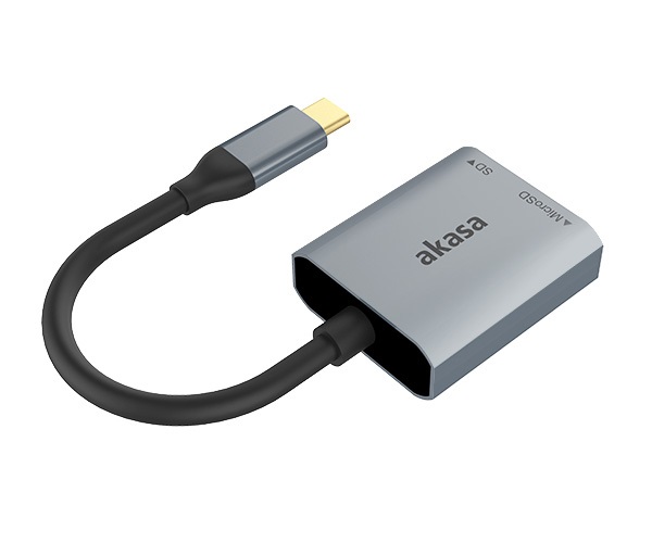 Akasa USB 3.2 Type-C Dual Card Reader, SD/microSD