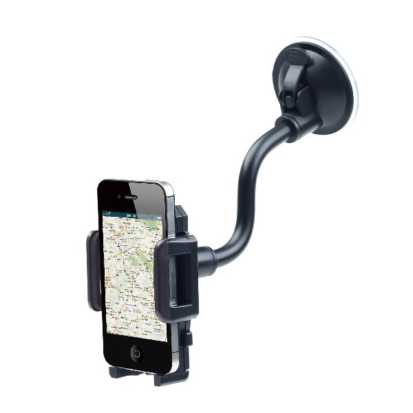 Gembird Autohouder voor smartphones, Universeel - Geschikt voor bijna alle smartphone, zuignap, lange flexibele nek