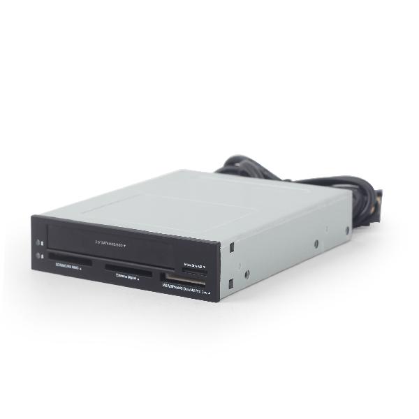 Gembird 3,5 inch inbouw kaartlezer met removable frontside 2,5 inch HDD slot - sata, zwart (nodig: motherboard USB IDC9 and SATA port)