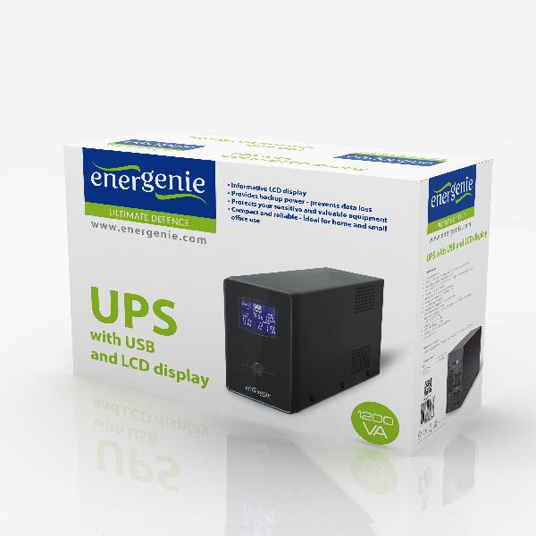 Energenie UPS / noodstroomvoeding met LCD, 1200 VA