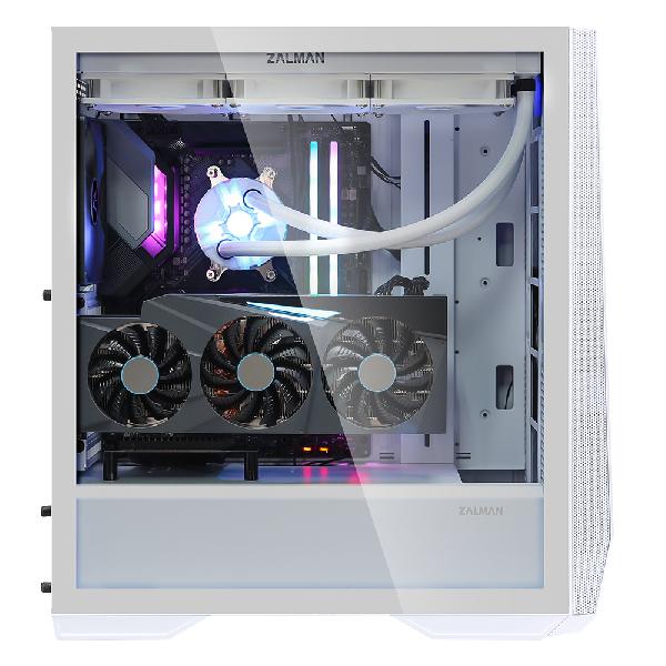 Zalman Z9 Iceberg White ATX Mid Tower PC Case, Included 4x 140 mm Black fan, Tempered Glass side panel, 473(D) x 245(W) x 496(H)mm