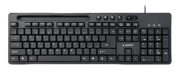 Gembird Multimedia toetsenbord met telefoonhouder, zwart