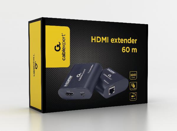 Gembird Actieve HDMI verlenger set, max 60 meter over CAT6 (niet inbegrepen), voeding: micro USB 3W (niet inbegrepen)