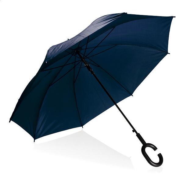 Platinet paraplu, BLAUW, met polshandle zodat je je handen vrijhoudt! Nylon