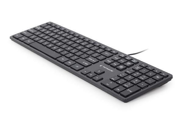 Gembird Slimline - chocolate - toetsenbord USB, US Layout, Super stille en comfortabele type-ervaring, 1.45m kabel