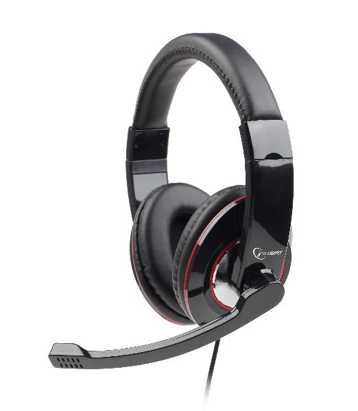 Gembird on-ear headset met comfortable grote oorkussens en verstelbare hoofdband, glossy zwart USB