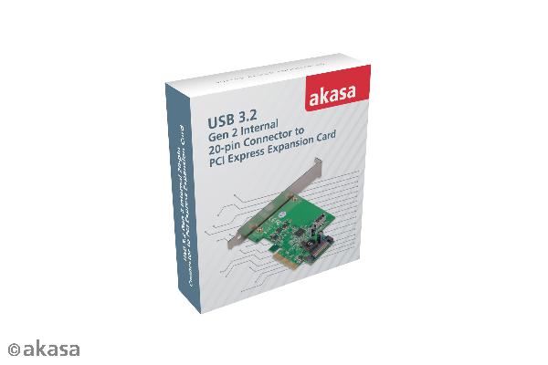 Akasa 10Gbps USB 3.2 Gen 2 Internal 20-pin Connector to PCIe Host Card