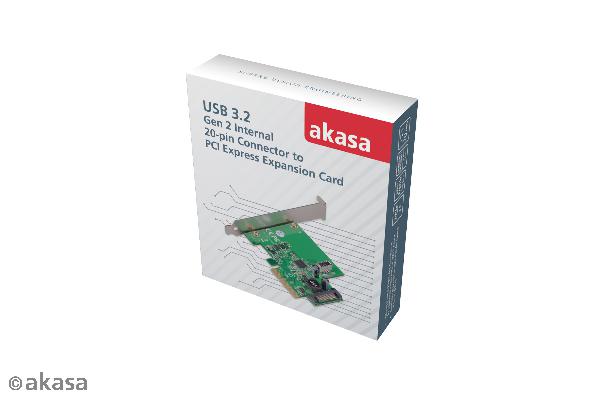 Akasa 10Gbps USB 3.2 Gen 2 Internal 20-pin Connector to PCIe Host Card