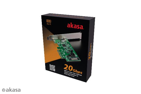 Akasa 20Gbps USB 3.2 Gen 2x2 Internal 20-pin Connector to PCIe Host Card