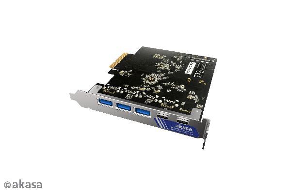 Akasa 10Gbps USB 3.2 Gen 2 Type-C and Type-A to PCIe Host Card (3 x A + 2 x C)