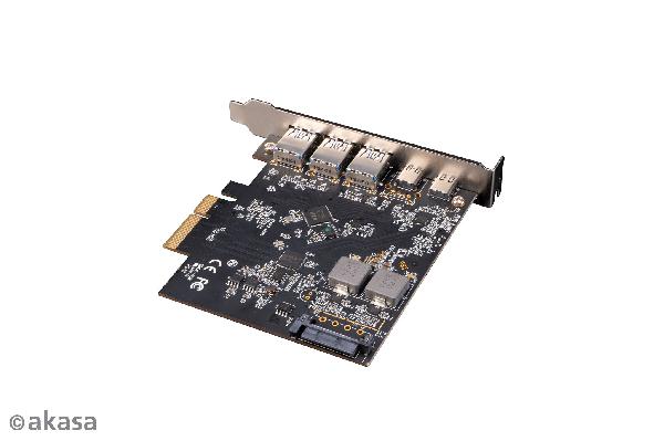 Akasa 10Gbps USB 3.2 Gen 2 Type-C and Type-A to PCIe Host Card (3 x A + 2 x C)