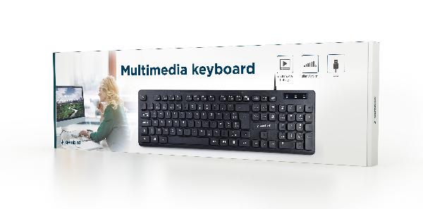 Gembird multimedia toetsenbord USB- chocolate - zwart, supersilent en comfortabel 12 multimedia keys