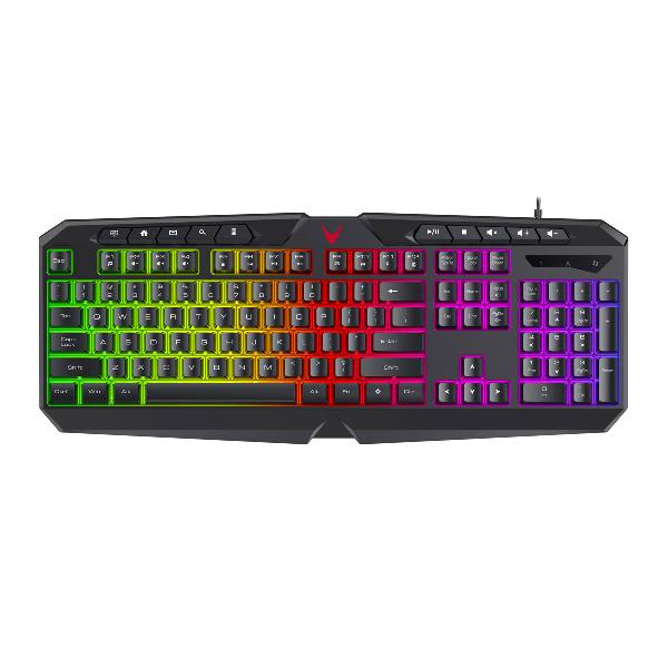 VARR 4-in-1 RGB Gaming Set, USB keyboard met 19 anti-ghosting keys, USB 1000-6400 dpi mouse, 25 x 21 cm mousepad en 3,5 mm + USB headset - RGB RAINBOW