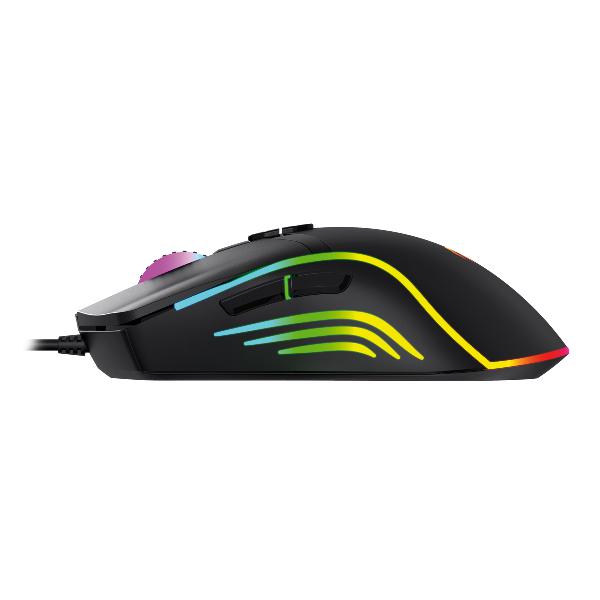 VARR RGB Gaming muis VGM-B03, 1000-6400 dpi instelbaar, zwart, USB 1,5 meter, 7 button, SPCP190 chip