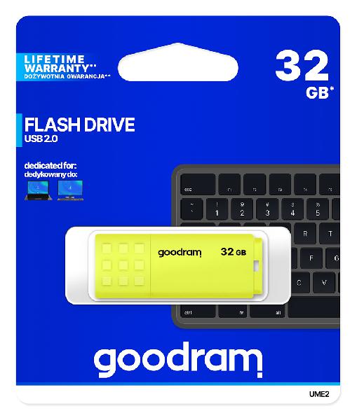 Goodram 32GB UME2, geel, USB 2.0 interface