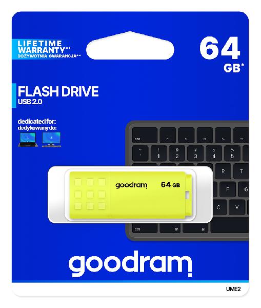 Goodram 64GB UME2, geel, USB 2.0 interface