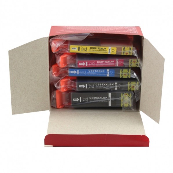 Compatible Canon inkt multipack NC-00580XXLBK/581XXLBKCMY // Canon PGI-580XLBK/CLI-581BK/CLI-581C/CLI-581M/CLI-581Y