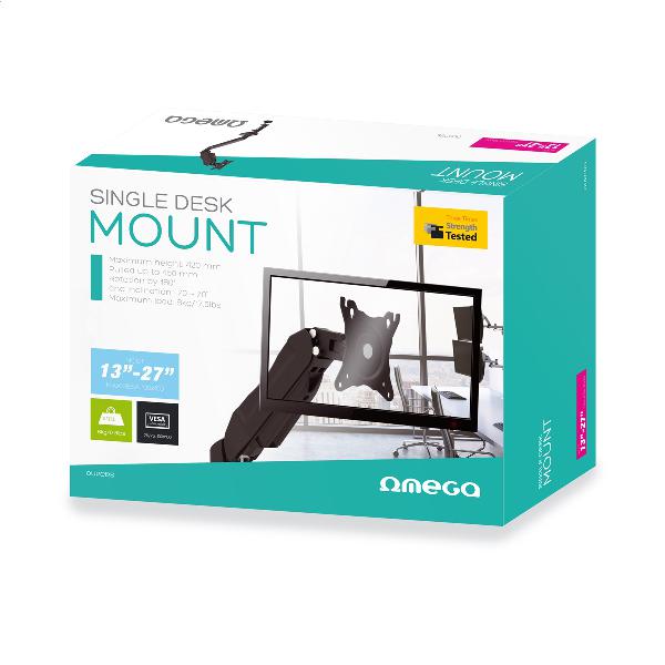 Omega monitor arm voor bureaus en tafels, full motion voor 13 tot 27 inch schermen, Vesa standaard 100x100, zwart