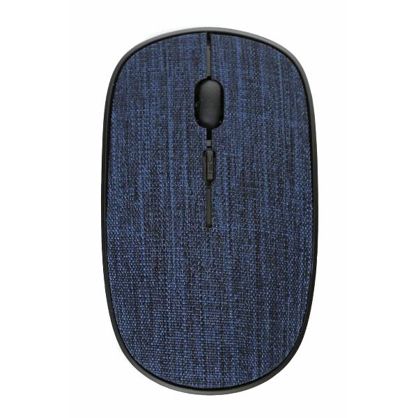 Omega wireless muis met blauwe stoffen bekleding, 2.4 GHz receiver, 1000/1200/1600DPI instelbaar
