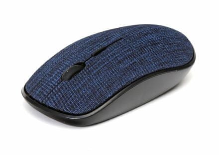 Omega wireless muis met blauwe stoffen bekleding, 2.4 GHz receiver, 1000/1200/1600DPI instelbaar