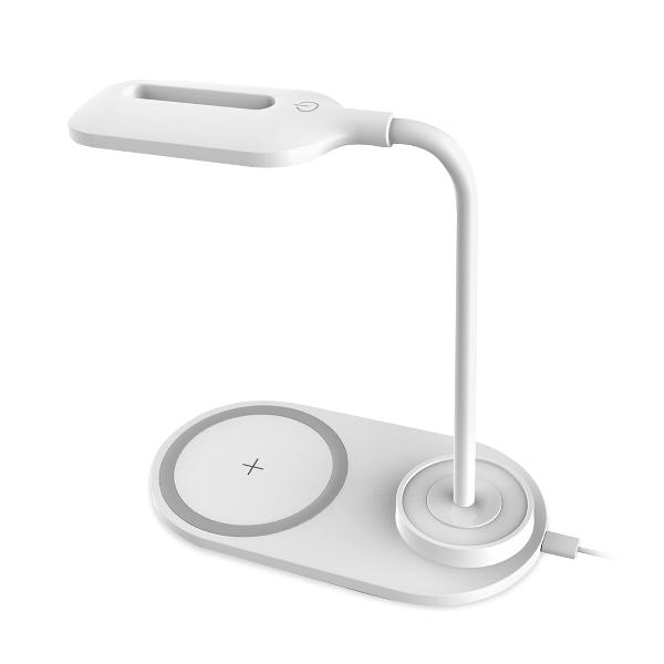 Platinet bureaulamp 3700K-4200K insatelbaar met QI Wireless charger Wit