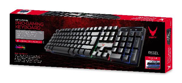 VARR compact Gaming keyboard - Rebel -, 3 RGB modi, 104 high quality membrane keys, 2,8m USB, 439 gram