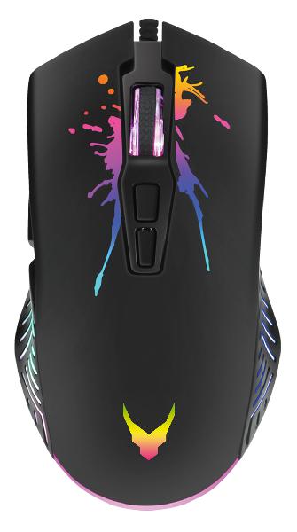 VARR RGB Gaming muis VGM-B05, 1200-7200 dpi instelbaar, RGB Warrior Black, USB 1,5 meter gevlochten, 7 button, IC: 704F RGB