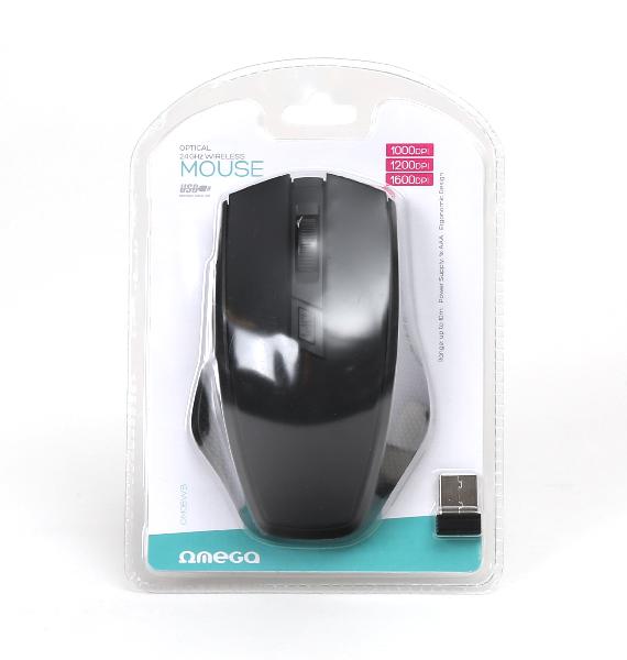 Omega OM-08WB wireless mouse 2.4 GHz 1000/1200/1600dpi - zwart