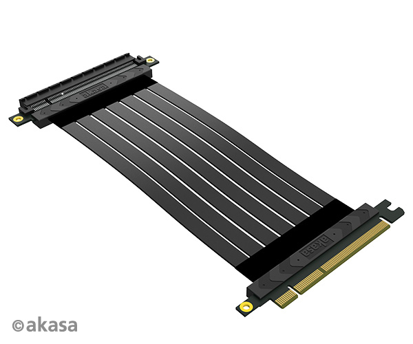 Akasa RISER BLACK X2 Mark IV, Premium PCIe 4.0 x16 Riser Cable, 20cm