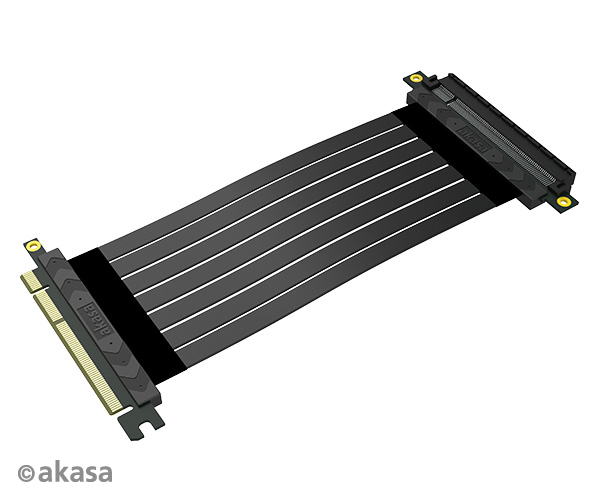 Akasa RISER BLACK X2 Mark IV, Premium PCIe 4.0 x16 Riser Cable, 20cm