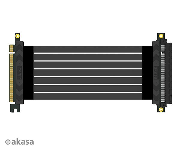 Akasa RISER BLACK X2 Mark IV, Premium PCIe 4.0 x16 Riser Cable, 20cm