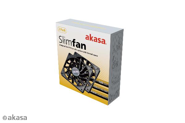 Akasa SlimFan / 12015 / EBR/ PWM, 2pcs bundle