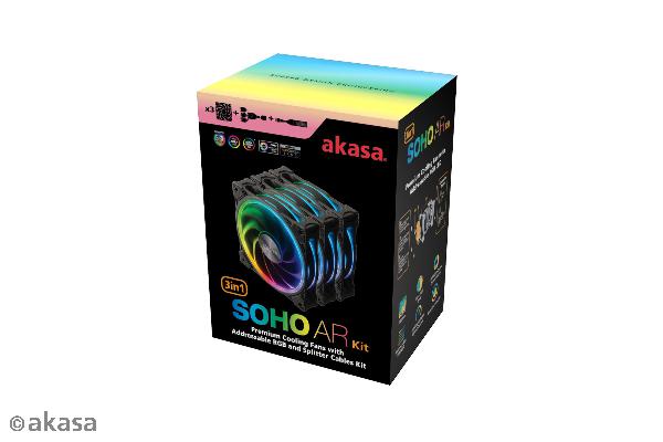 Akasa SOHO AR, 12cm ARGB PWM fan 3pcs bundle