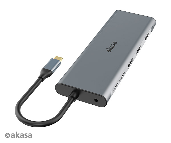 Akasa USB Type-C 14-In-1 Dock(Data / PD Type C, 2 x HDMI, VGA, 3xUSB3.2 Gen1 / 2xUSB 2.0 Type-A,RJ45, SD and Micro SD Card Reader,3.5mm Audio Jack )