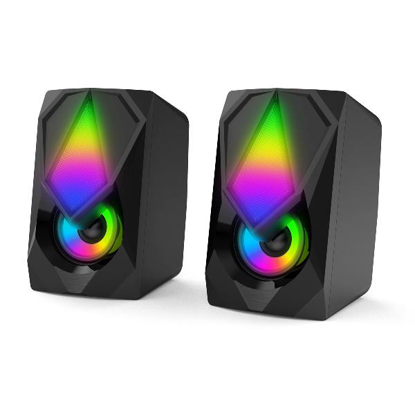 VARR Gaming Speaker, 2x 3W USB, Color LED, (L*D*H)72*82*120mm per speaker, 200HZ-18KHZ