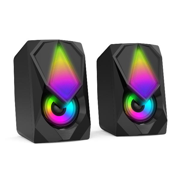 VARR Gaming Speaker, 2x 3W USB, Color LED, (L*D*H)72*82*120mm per speaker, 200HZ-18KHZ