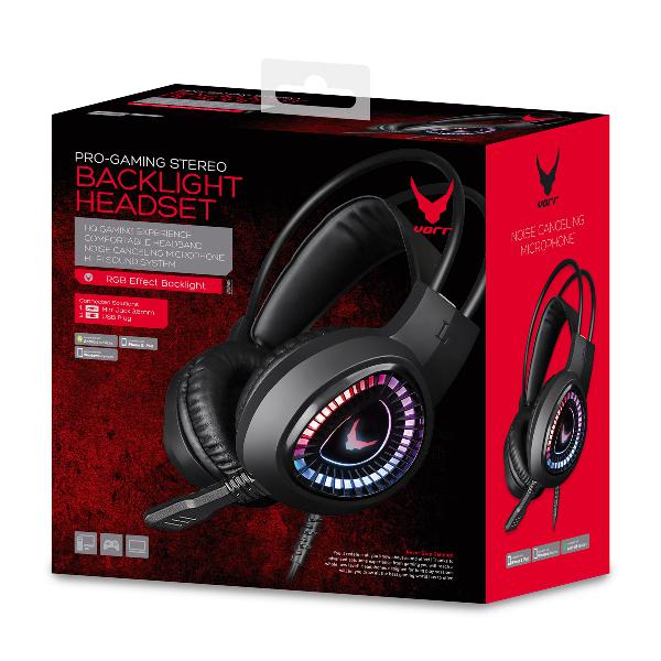 VARR RGB Gaming Headset, 40mm, USB + 3,5 mm, 15Hz-20KHz