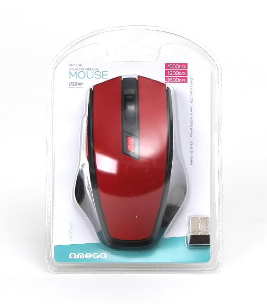 Omega OM-08WB wireless mouse 2.4 GHz 1000/1200/1600dpi - red