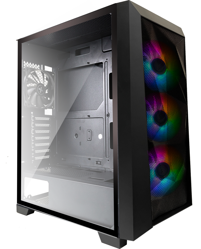 Xilence Xilent Breeze Black, ATX tempered glass window, mesh front case, 3 x 120 mm ARGB front fan and 1 x 120 mm PWM rear fan included