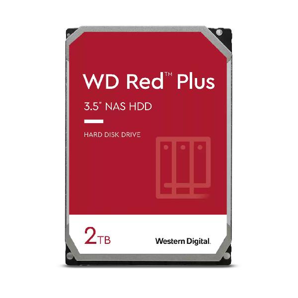 Western Digital Red Plus NAS Hard Drive WD20EFZX, 2 TB, SATA3 6Gb/s, 5400 RPM, 64 MB, 147 MB/s