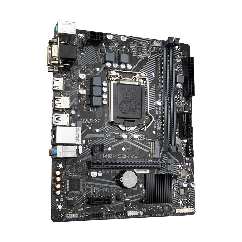 Gigabyte H410m s2h v3, micro atx, LGA1200, h510 chipset, USB 3.2 gen 1, GB Lan, HD audio (8-kanaals)