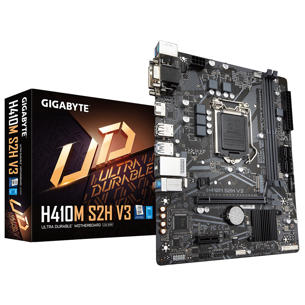 Gigabyte H410m s2h v3, micro atx, LGA1200, h510 chipset, USB 3.2 gen 1, GB Lan, HD audio (8-kanaals)