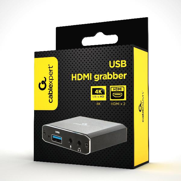 Gembird USB HDMI grabber, 4K, pass-through HDMI, Capture your HDMI video and audio, no special video or soundcard required