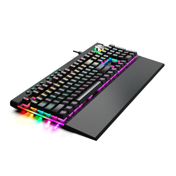 Varr mechanical keyboard met polssteun - NEON -, 104 keys anti-ghosting, 8x multi-media, analoge volume knop, JIXIAN blue switches, 6 color LED, 12 lighting modes, USB RUSSIAN LAYOUT