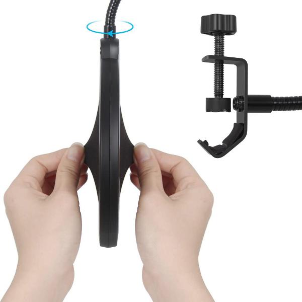 VARR Gaming / Vlogging microphone POP filter - 15,5 cm - arm lengte 35 cm, 4 cm mounting clamp