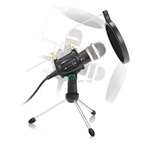 VARR Gaming / Vloggin microphone scenic jack 3,5mm + POP filter + SHOCK basket + tripod + adapter