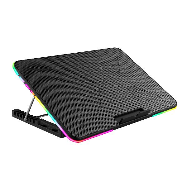 VARR Gaming laptop stand (t/m 17 inch) + phone holder - 7 standen, 6 fan snelheden, 2x USB port - RGB effect