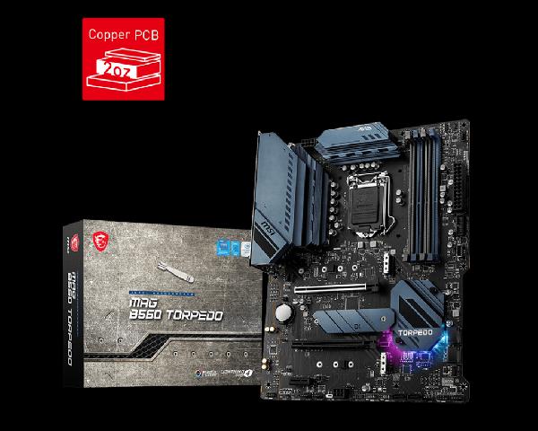 MSI MAG B560 Torpedo Mainboard, S1200, 4xDDR4, HDMI+DP, 2.5 + 1 GB LAN, 3x M.2, 6xSATA, 4 x USB2, 4 x USB3, USB-C