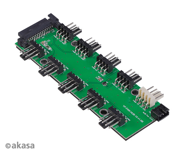 Akasa FLEXA FP10H, expands PWM fan header, 1 to 10, with 30CM cable (10 fans on 1 pwm connection)